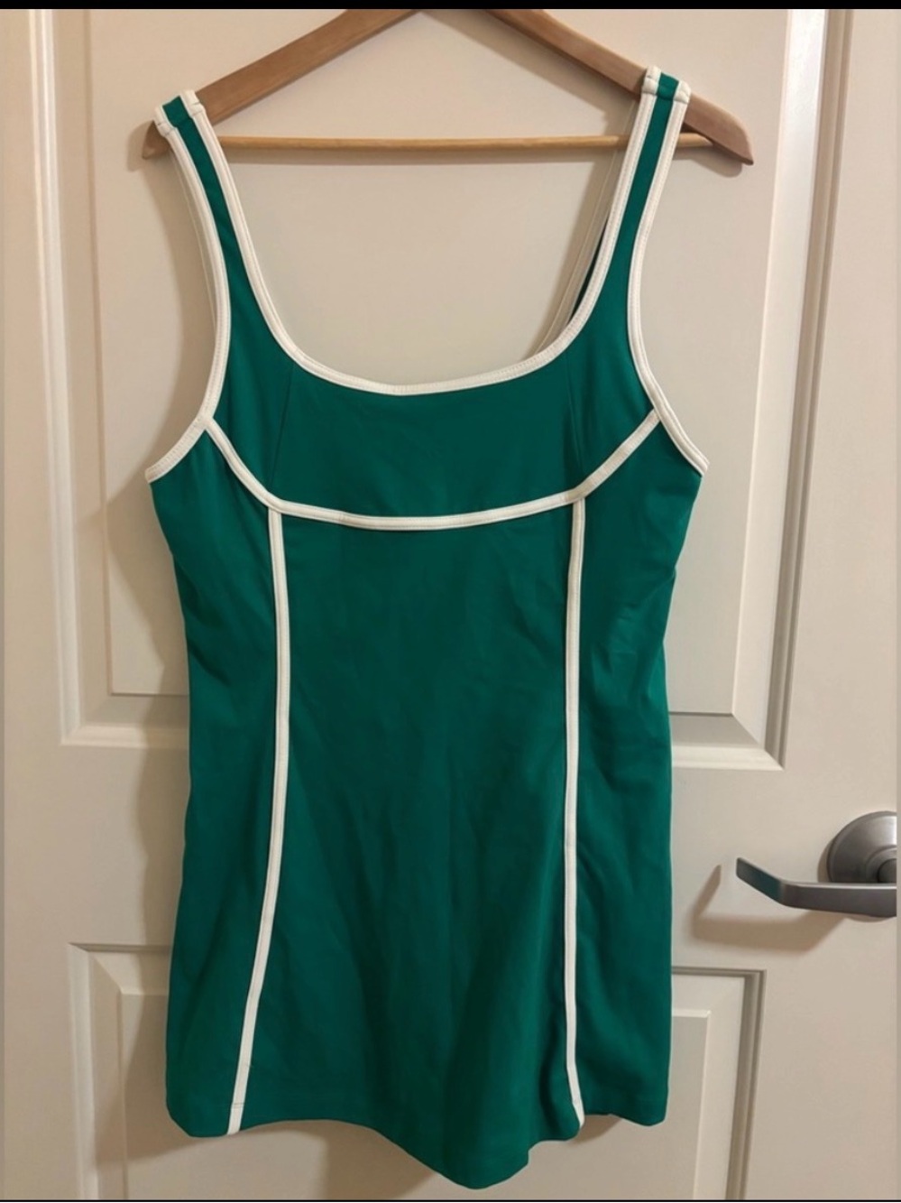 Anthropologie Daily Practice Tennis Dress, Green and White, Preppy Athleisure